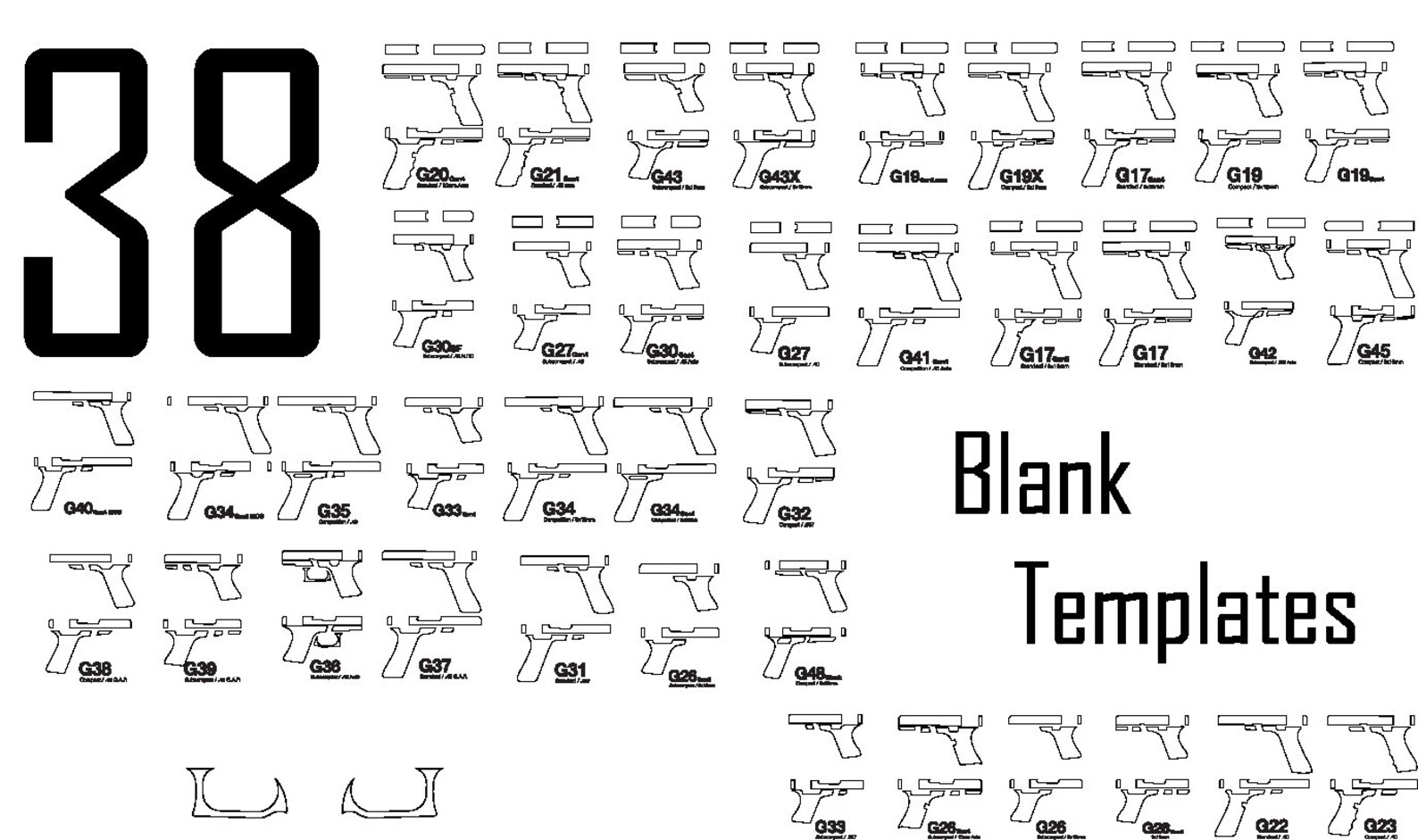 Glock Template Bundle 38 Blank Templates digital File for Etsy Glock Template Bundle 38 Blank Templates digital File for Etsy