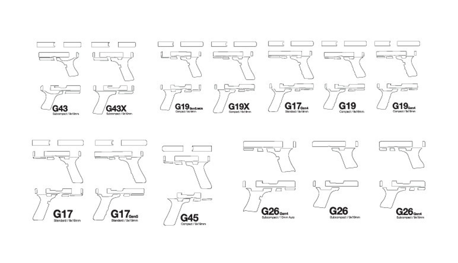 Glock Template Bundle 13 Blank Templates digital File for Silhouette Glock Template Bundle 13 Blank Templates digital File for Silhouette
