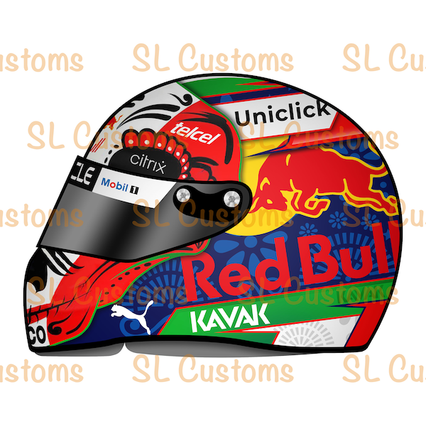 F1 Driver Sergio Perez's 2022 Season Helmet Stickers