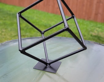 The "Simple Cube" metal art sculpture