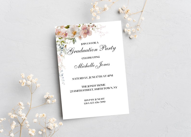 Graduation Invitations, Flowers Graduation Invitation, Invitations