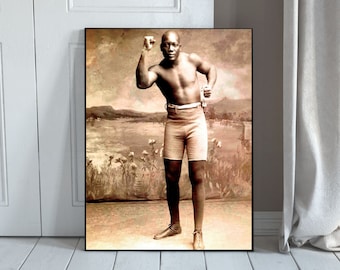 Jack Johnson Afroamerykanin Czarna historia wydrukowana na ścianie