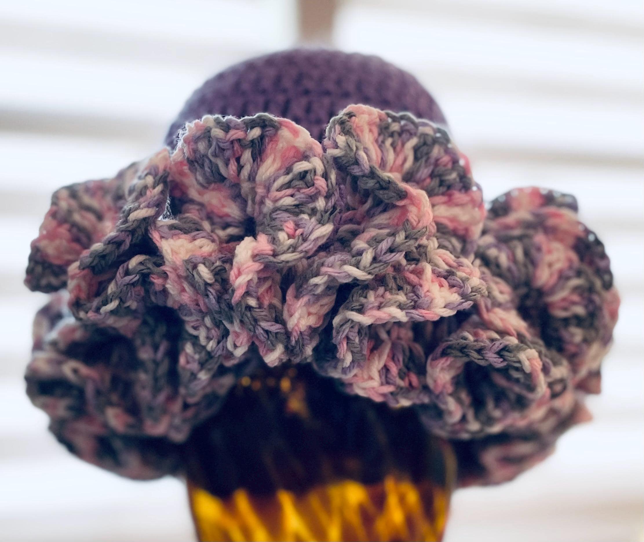 16 Ruffle Bucket Hat Crochet Patterns for Summer, Cottagecore, and Everyday Wear 11 Love Mimaw Crochet Multi-color Ruffle Hat