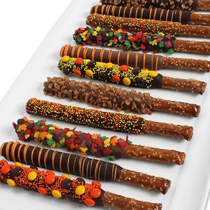 Thanksgiving theme Chocolate-covered Pretzels (Dozen)
