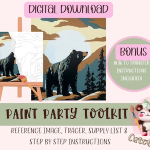 DIY Paint Party Printable For Adults | Diy Canvas | Paint Kit | Instant Access | Pre-Drawn Canvas | Paint & Sip | Painting Tutorial Stencil