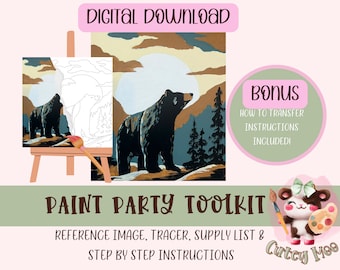 DIY Paint Party Printable For Adults | Diy Canvas | Paint Kit | Instant Access | Pre-Drawn Canvas | Paint & Sip | Painting Tutorial Stencil