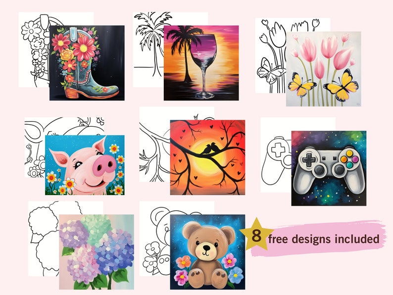 a collage of pictures with a bear, flowers, and a video game controller
