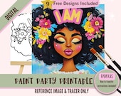 I AM Affirmation Sip and Paint Party Kit Canvas Tracer, Pre drawn Template for DIY Art Parties, Printable Stencil, Paint Night Png Outline