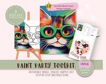 DIY Paint Party For Adults and Kids  |Pre-Drawn | Art Party Paint Kit | Sip & Paint | Digital Download File, Paint Party Toolkit