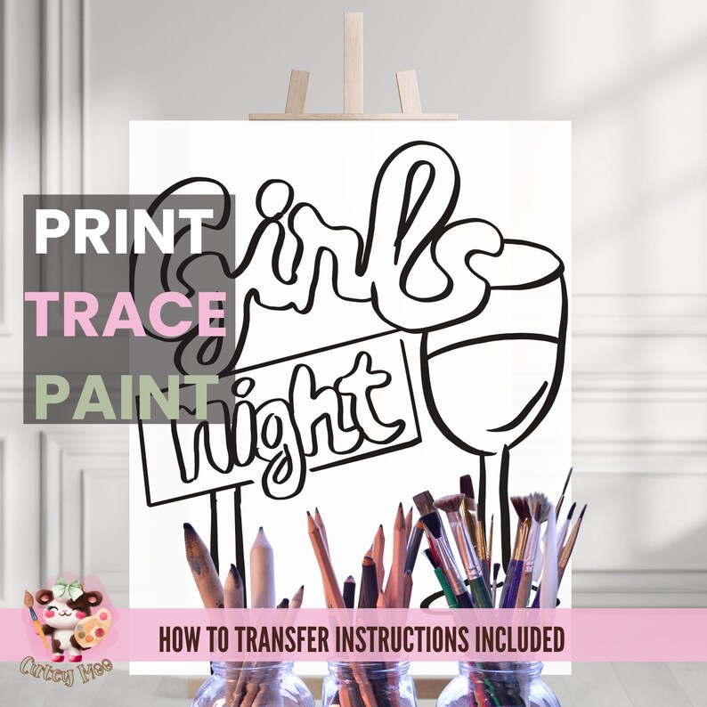 Sip and Paint Party Kit Canvas, Pre Drawn Template for DIY Art Parties ...