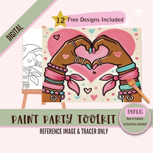 Bracciale dell'amicizia Pittura Festa Sublimazione PNG, Arte digitale fai da te, Tracciante su tela pre-disegnato, Perfetto per feste di pittura e sorso, Sorella Amore