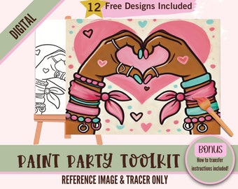 Friendship Bracelet Painting Party Sublimation PNG, Digital DIY Art, Pre-Drawn Canvas Tracer, Perfect for Paint and Sip Parties, Sister Love