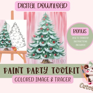 Christmas Tree Diy Paint Party, Adult Painting, Winter Paint Kit, Art Party Paint Kit, Sip & Paint, Digital Download File, PNG Outline