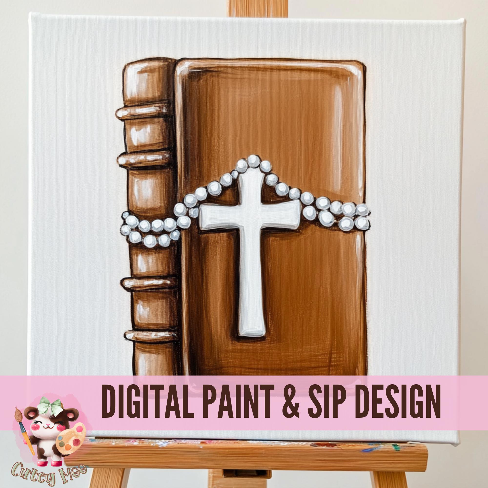 Christian Painting, Holy Bible Sip and Paint Downloadable Stencil Art ...