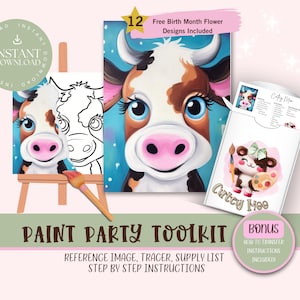 DIY Paint Party For Adults and Kids  |Pre-Drawn | Art Party Paint Kit | Sip & Paint | Digital Download File, Paint Party Toolkit