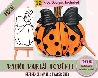DIY Paint Party Printables for Fall, Sip and Paint Party Kit Canvas ...