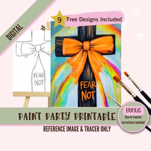 Christliche Sip und Paint Herunterladbare Schablonenkunst, Religiöse DIY Acrylmalerei Party Bildtransfers, Paint Night Canvas Digital Download