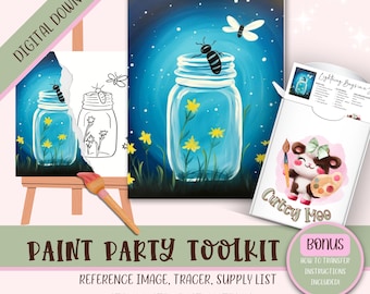 Diy Sip N Paint, fiesta de pintura imprimible para adultos y niños, instrucciones de plantilla de pintura y sorbo, plantilla del kit de pintura, descarga digital png
