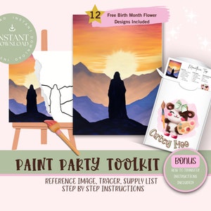DIY Paint Party für Erwachsene und Kinder |Pre-Drawn | Art Party Paint Kit | Schlürfen & Malen | Digital Download Datei, Paint Party Toolkit