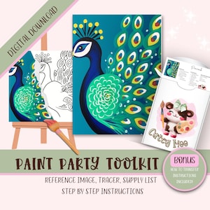Diy Sip N Paint, fiesta de pintura imprimible para niños y adultos, instrucciones de plantilla de pintura y sorbo, plantilla del kit de pintura, descarga digital Png