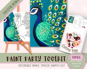 Diy Sip N Paint, Paint Party Printable For Kids & Adults, Paint and Sip Template Instructions, Painting Kit Stencil, Png Digital Download