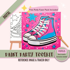 Kit de lienzo para beber y pintar - Zapatillas predibujadas con estrellas imprimibles, perfectas para fiestas de arte para niños, celebraciones de cumpleaños de adolescentes, pintura divertida