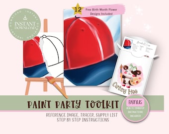 DIY Paint Party For Adults and Kids  |Pre-Drawn | Art Party Paint Kit | Sip & Paint | Digital Download File, Paint Party Toolkit