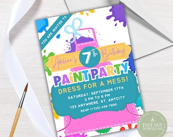 Art Paint Party Birthday Invitation, Editable Art Painting Birthday Invitation, Girls Birthday Painting Invitations, Painting Party Invite