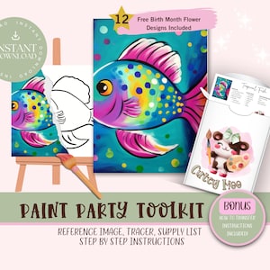 DIY Paint Party For Adults and Kids  |Pre-Drawn | Art Party Paint Kit | Sip & Paint | Digital Download File, Paint Party Toolkit