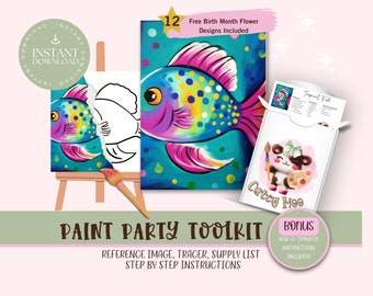 DIY Paint Party For Adults and Kids  |Pre-Drawn | Art Party Paint Kit | Sip & Paint | Digital Download File, Paint Party Toolkit