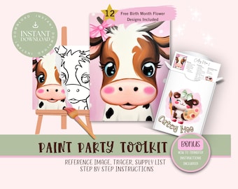 DIY Paint Party For Adults and Kids  |Pre-Drawn | Art Party Paint Kit | Sip & Paint | Digital Download File, Paint Party Toolkit