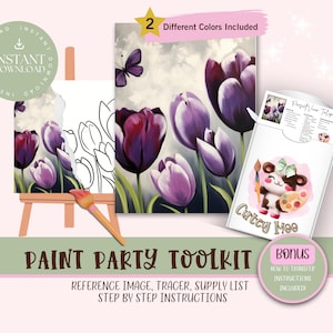 Tulips DIY Paint Party For Adults and Kids  |Pre-Drawn | Art Party Paint Kit | Sip & Paint | Digital Download File, Paint Party Toolkit