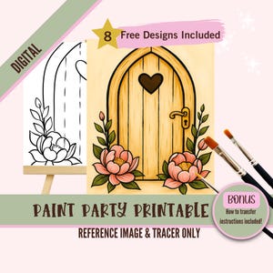 Verzauberte Fee Tür Farbe Party Printable Tracer & Malseite | Zauberhafte geheime Gartenkunst | Skurriles Pink Blumen DIY Bastelset