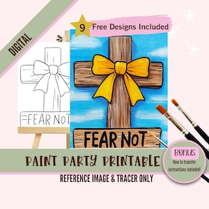 Christliche Sip und Paint Herunterladbare Schablonenkunst, Religiöse DIY Acrylmalerei Party Bildtransfers, Paint Night Canvas Digital Download