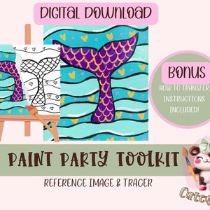 DIY Paint Party Printable For Kids | Diy Canvas | Paint Kit | Instant Access | Pre-Drawn Canvas | Paint & Sip | Painting Tutorial Stencil