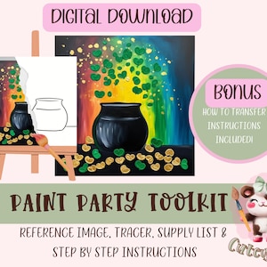 St. Patrick&#39;s Day Paint Party | Adult Painting | Pre-Drawn | Art Party Paint Kit | Sip & Paint | Digital Download File, Paint Party Toolkit