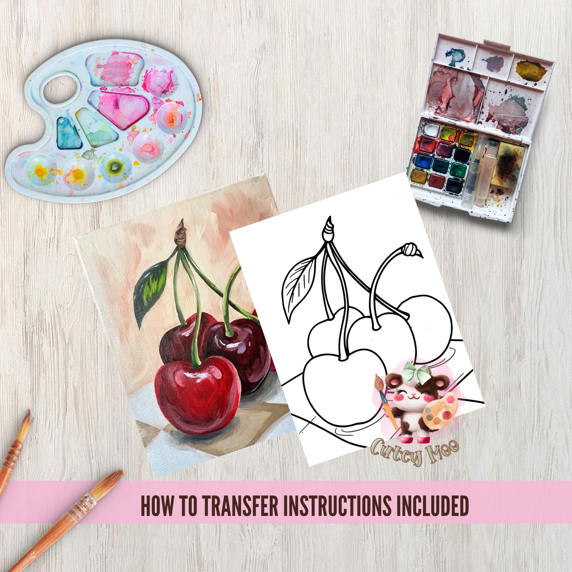 Tracer Reference Cherry Painting Tracer & Reference - Digital Paint Party PNG, DIY Fruit ...