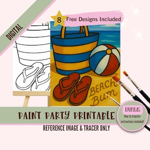 Kit de plantillas de lienzo predibujadas para pintar y colorear, ideal para fiestas de verano, playa, vagabundos y fiestas de bebidas.