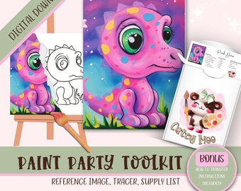 DIY Erwachsenen malen Party druckbare Bilder Kit, Sip und Paint vorgezeichnete Png-Schablone Design-Download-Anweisungen, Malen auf Leinwand Umriss,