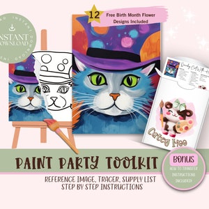 DIY Paint Party For Adults and Kids  |Pre-Drawn | Art Party Paint Kit | Sip & Paint | Digital Download File, Paint Party Toolkit