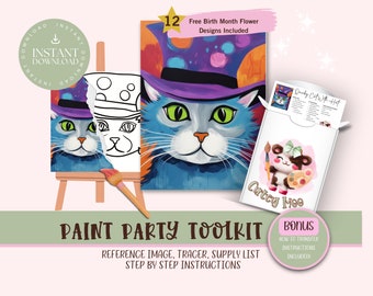 DIY Paint Party For Adults and Kids  |Pre-Drawn | Art Party Paint Kit | Sip & Paint | Digital Download File, Paint Party Toolkit
