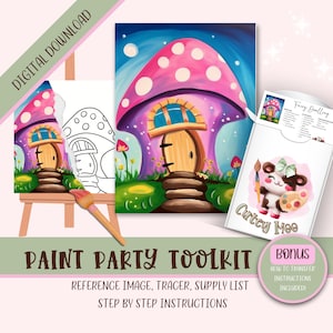 Fairy Doors Coloring Pages, Adult & Kids Paint And Sip Stencil, Paint Your Own, DIY Fantasy Art, Paint Kit, DIY Paint Party Printable