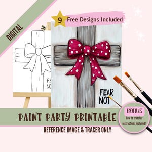 Christliche Sip und Paint Herunterladbare Schablonenkunst, Religiöse DIY Acrylmalerei Party Bildtransfers, Paint Night Canvas Digital Download