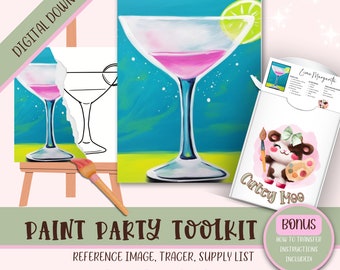 Diy Sip N Paint | Paint Your Own | Girls Night | Paint Kit Gift For Her | Adult Paint Party Printable Digital Download | Martini Glass