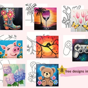 a collage of pictures with a bear, flowers, and a video game controller