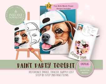 DIY Paint Party For Adults and Kids  |Pre-Drawn | Art Party Paint Kit | Sip & Paint | Digital Download File, Paint Party Toolkit