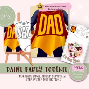DIY Paint Party For Adults and Kids  |Pre-Drawn | Art Party Paint Kit | Sip & Paint | Digital Download File, Paint Party Toolkit