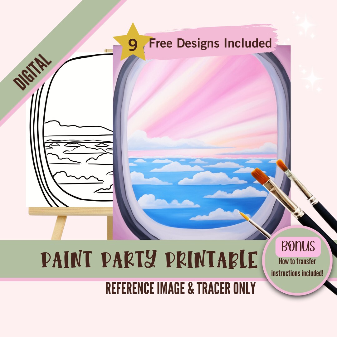 Sip and Paint Party Kit Canvas, Pre Drawn Template for DIY Art Parties ...