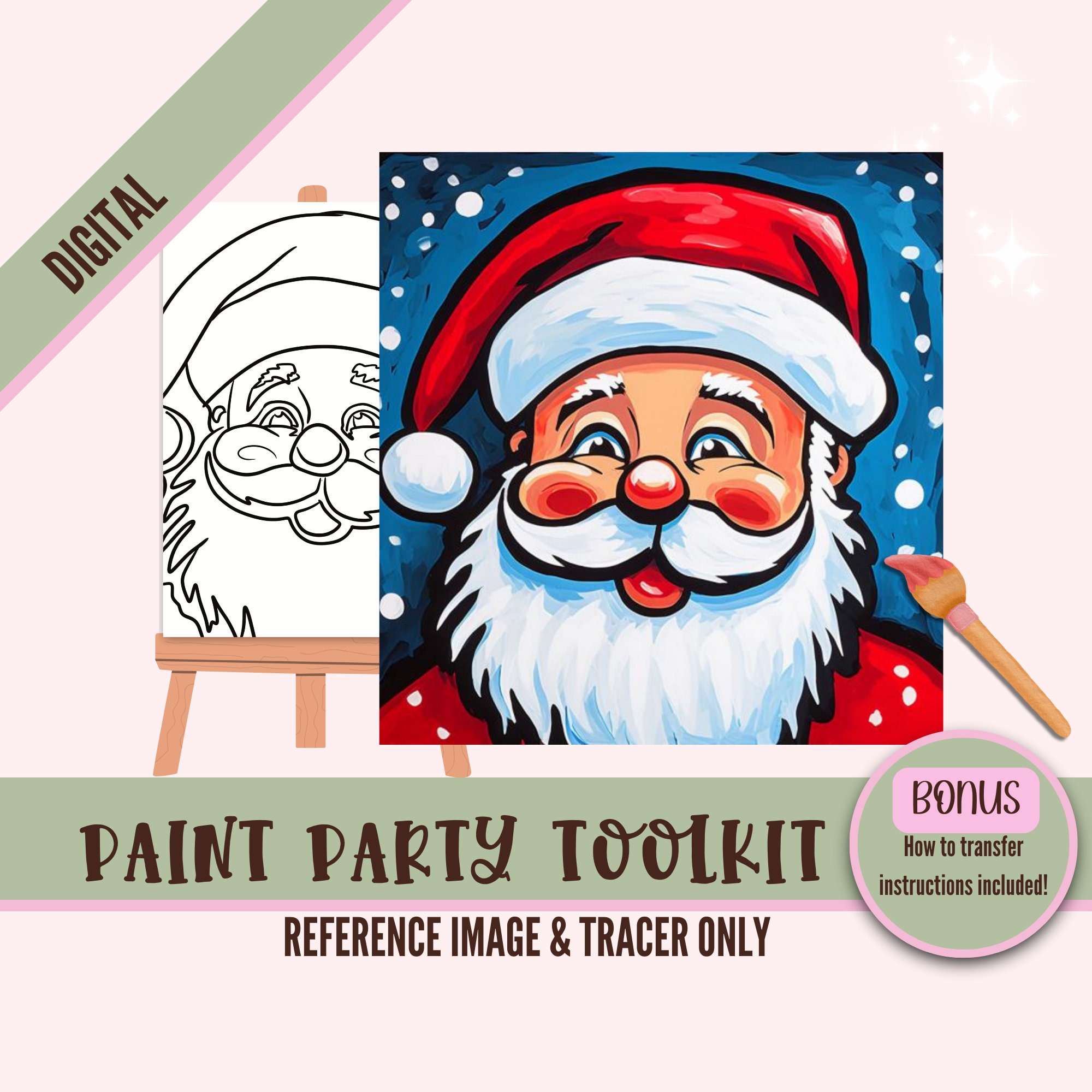 Sketch HOLIDAY PAINT ポスター Christmas Digital Paint Party Toolkit - Santa Claus Painting Kit