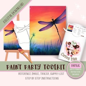 DIY Sip n Paint, Paint Party zum Ausdrucken für Erwachsene und Kinder, Anleitung für Farbe und Sip-Vorlage, Painting Kit Schablone, digitaler Png Download